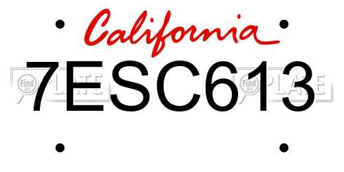 7ESC613 California License Plate