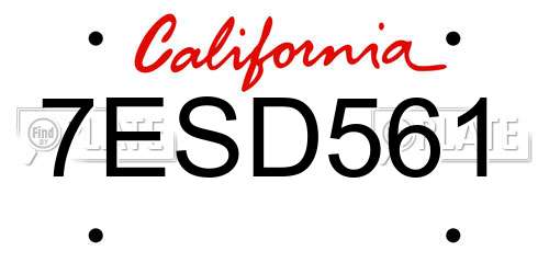 7ESD561 California License Plate