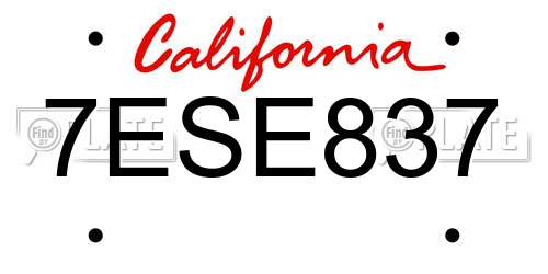 7ESE837 California License Plate