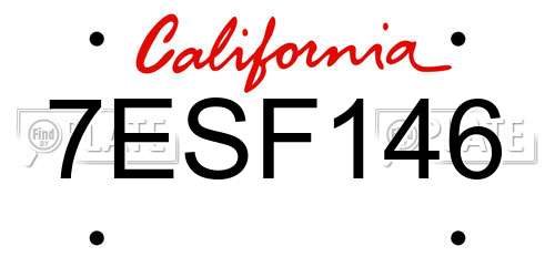7ESF146 California License Plate