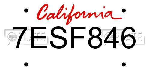 7ESF846 California License Plate