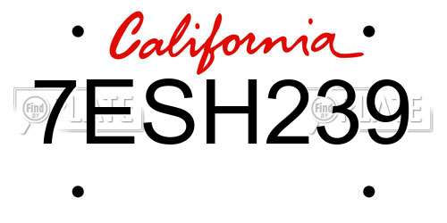 7ESH239 California License Plate