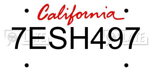 7ESH497 California License Plate