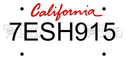 7ESH915 California License Plate