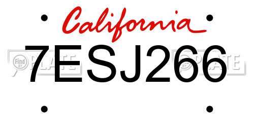 7ESJ266 California License Plate