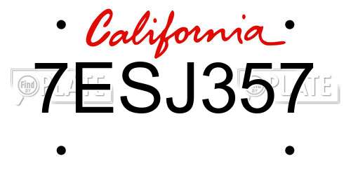 7ESJ357 California License Plate