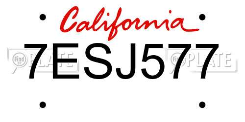 7ESJ577 California License Plate