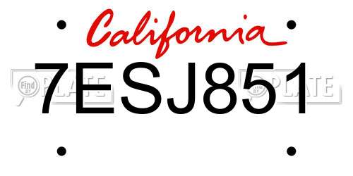7ESJ851 California License Plate
