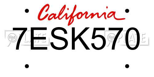 7ESK570 California License Plate