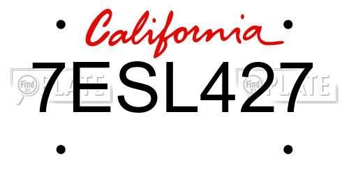 7ESL427 California License Plate