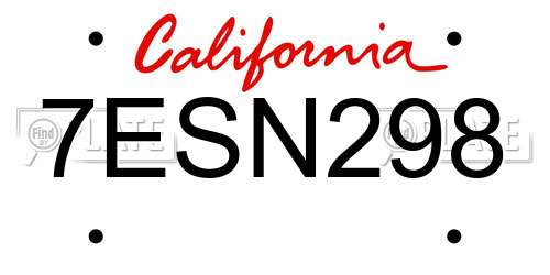 7ESN298 California License Plate