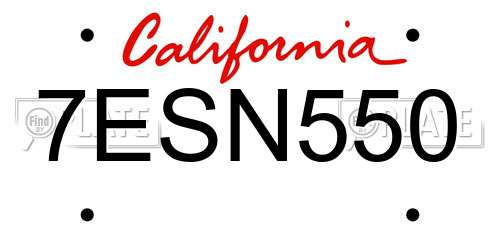 7ESN550 California License Plate