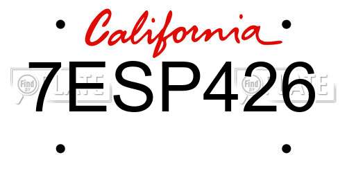 7ESP426 California License Plate