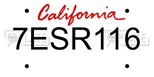 7ESR116 California License Plate