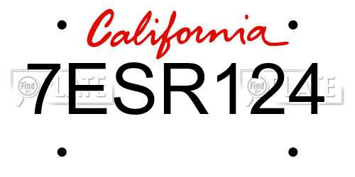 7ESR124 California License Plate