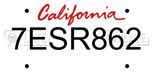 7ESR862 California License Plate