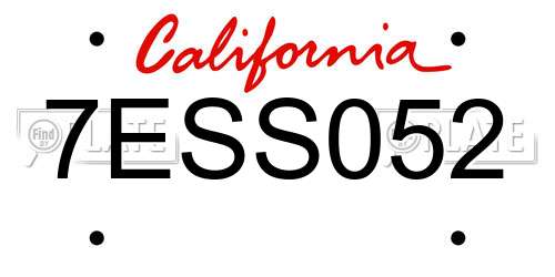 7ESS052 California License Plate