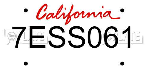 7ESS061 California License Plate