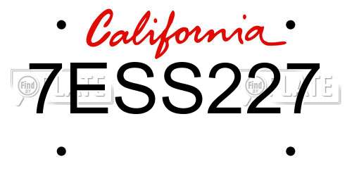 7ESS227 California License Plate