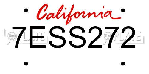 7ESS272 California License Plate