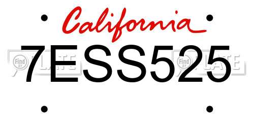 7ESS525 California License Plate