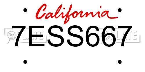 7ESS667 California License Plate