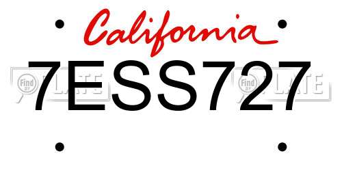 7ESS727 California License Plate