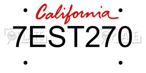 7EST270 California License Plate