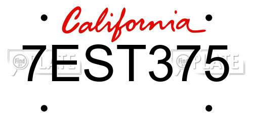 7EST375 California License Plate