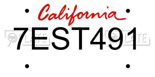7EST491 California License Plate