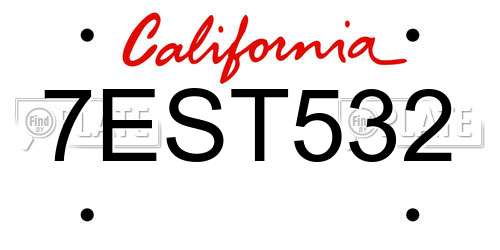 7EST532 California License Plate