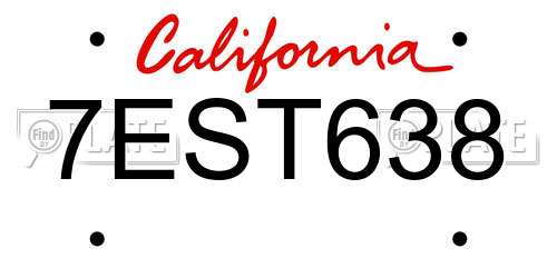 7EST638 California License Plate
