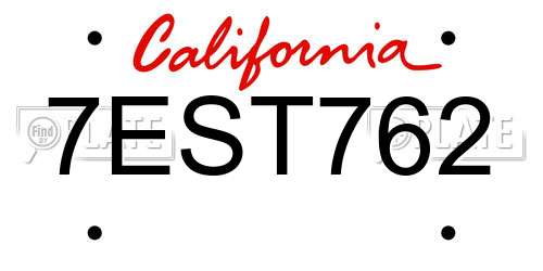 7EST762 California License Plate