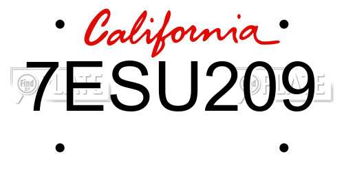 7ESU209 California License Plate