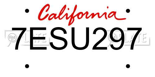 7ESU297 California License Plate