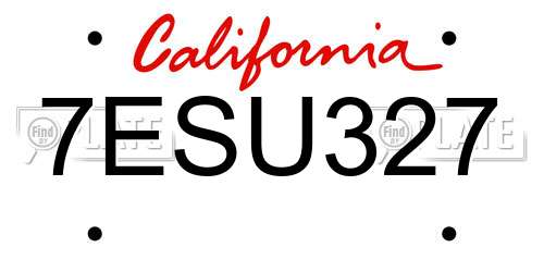 7ESU327 California License Plate