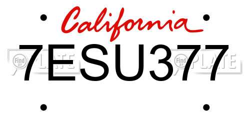 7ESU377 California License Plate