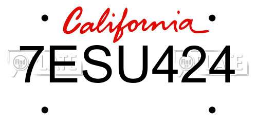 7ESU424 California License Plate
