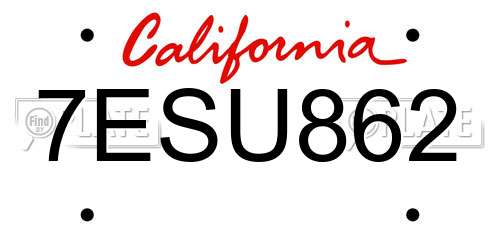 7ESU862 California License Plate
