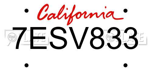 7ESV833 California License Plate