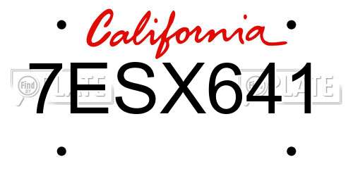7ESX641 California License Plate