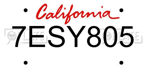 7ESY805 California License Plate