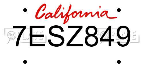 7ESZ849 California License Plate