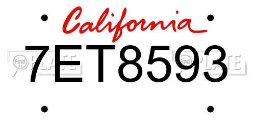 7ET8593 California License Plate