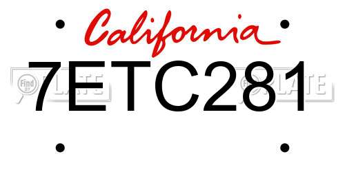 7ETC281 California License Plate