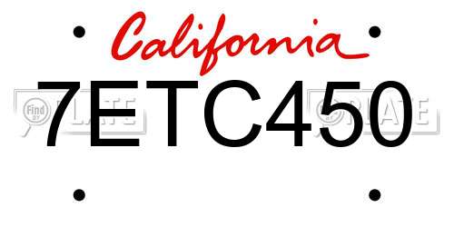 7ETC450 California License Plate
