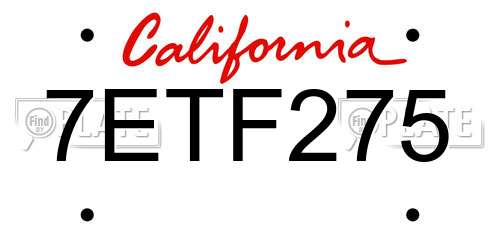7ETF275 California License Plate