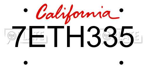 7ETH335 California License Plate