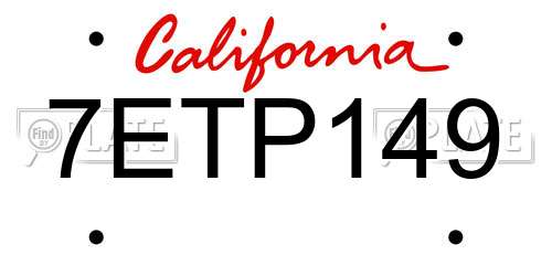7ETP149 California License Plate