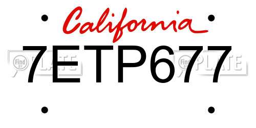 7ETP677 California License Plate